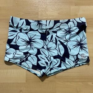 Women's Floral Bike Shorts - Navy and Light Blue